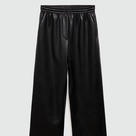 Mango Leather-effect elastic waist trousers, Size Large - Picture 1 of 5
